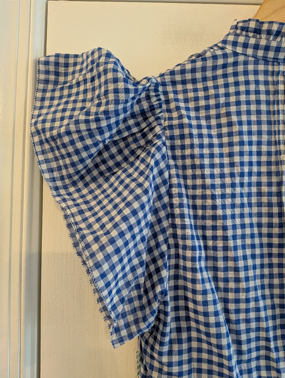 Trovata Birds of Paradise Marianne Shirt Gingham Button Up Blue White Size M NWT - Picture 11 of 16